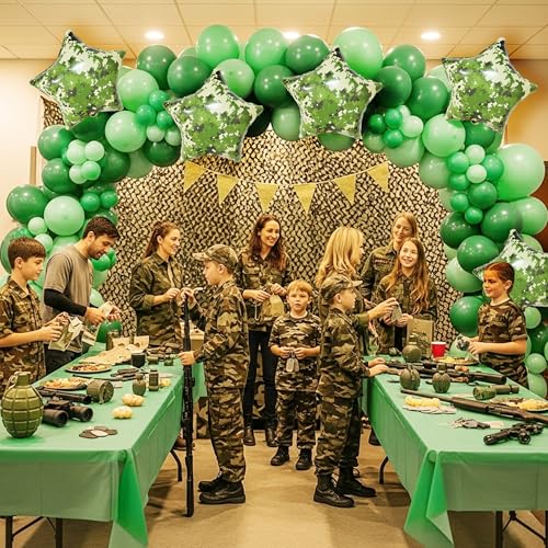 5-Pack 18 Inch Digital Camo Star Foil Balloons - Tactical Green - Product Imagery