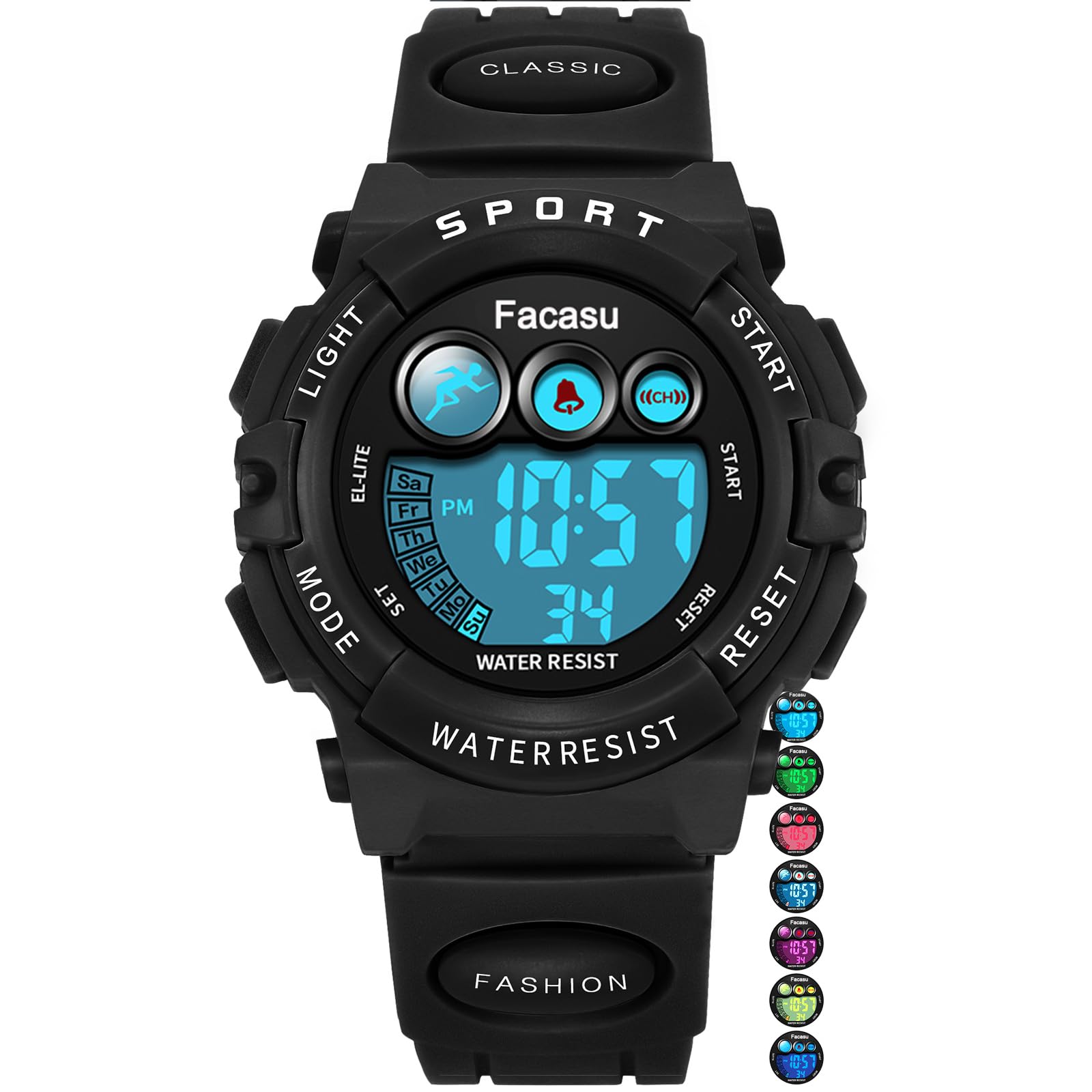 Facasu Kids Watch Digital for Boys-Waterproof Kids Sports Watch with L - View 8