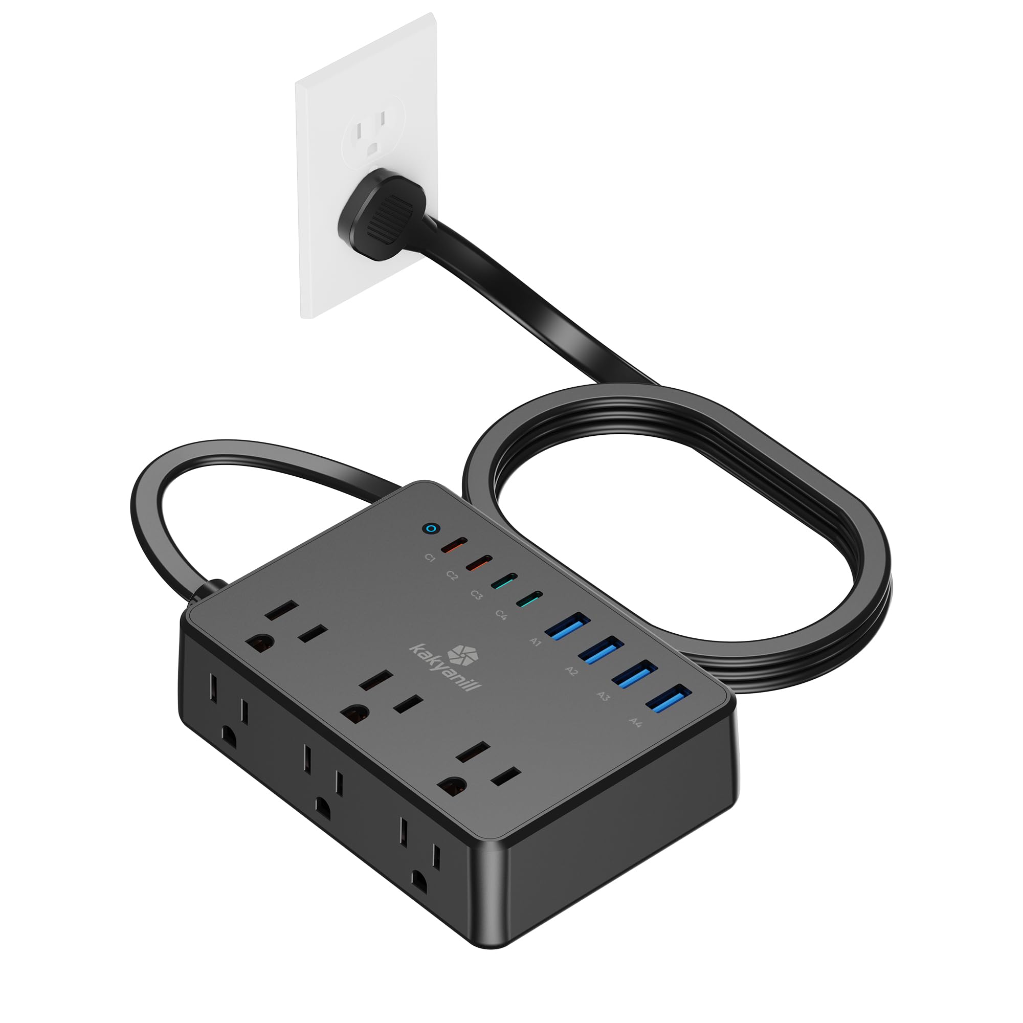 kakyanill 100W Charging Station, Power Strip with 6 AC Outlets 8 USB Ports - kakyanill Official Product View 8