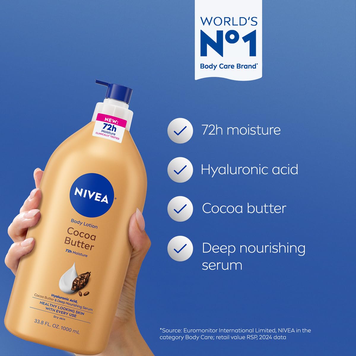 NIVEA Cocoa Butter Body Lotion for Dry Skin Hyaluronic Acid - NIVEA Official Product Imagery - 4