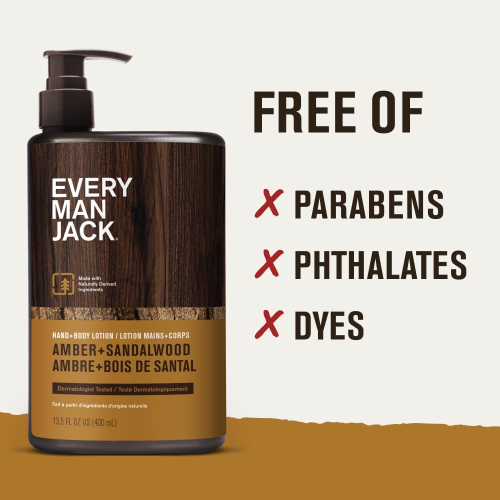 Every Man Jack Hand Body Lotion for Men Amber Sandalwood 2pk - Every Man Jack Official Imagery - 7