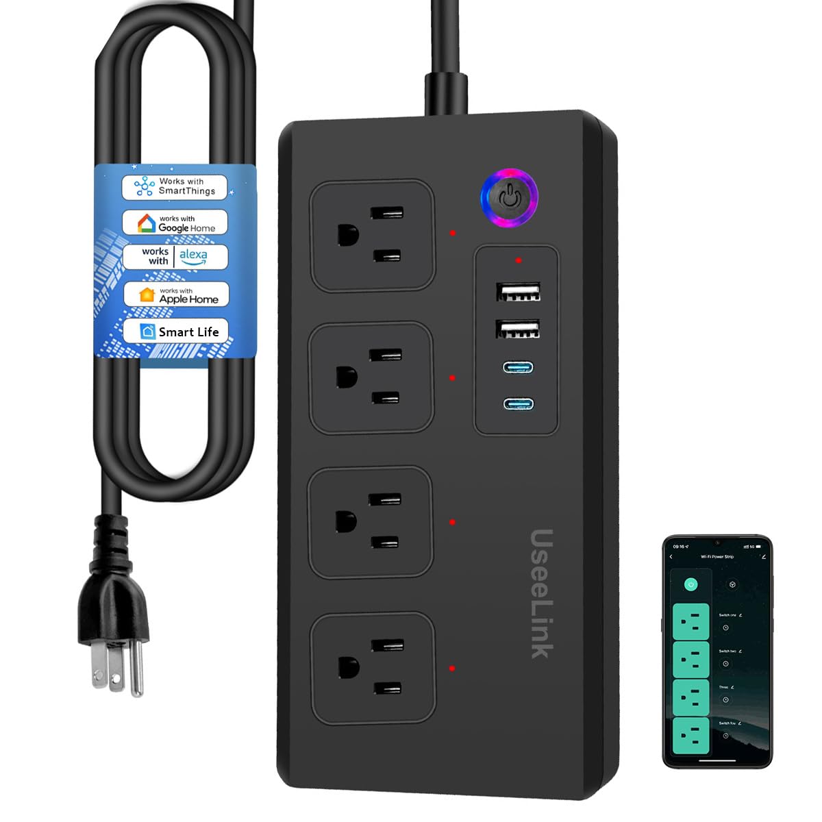 UseeLink Smart Power Strip Surge Protector 16A Smart Plug - UseeLink Official Imagery - 2