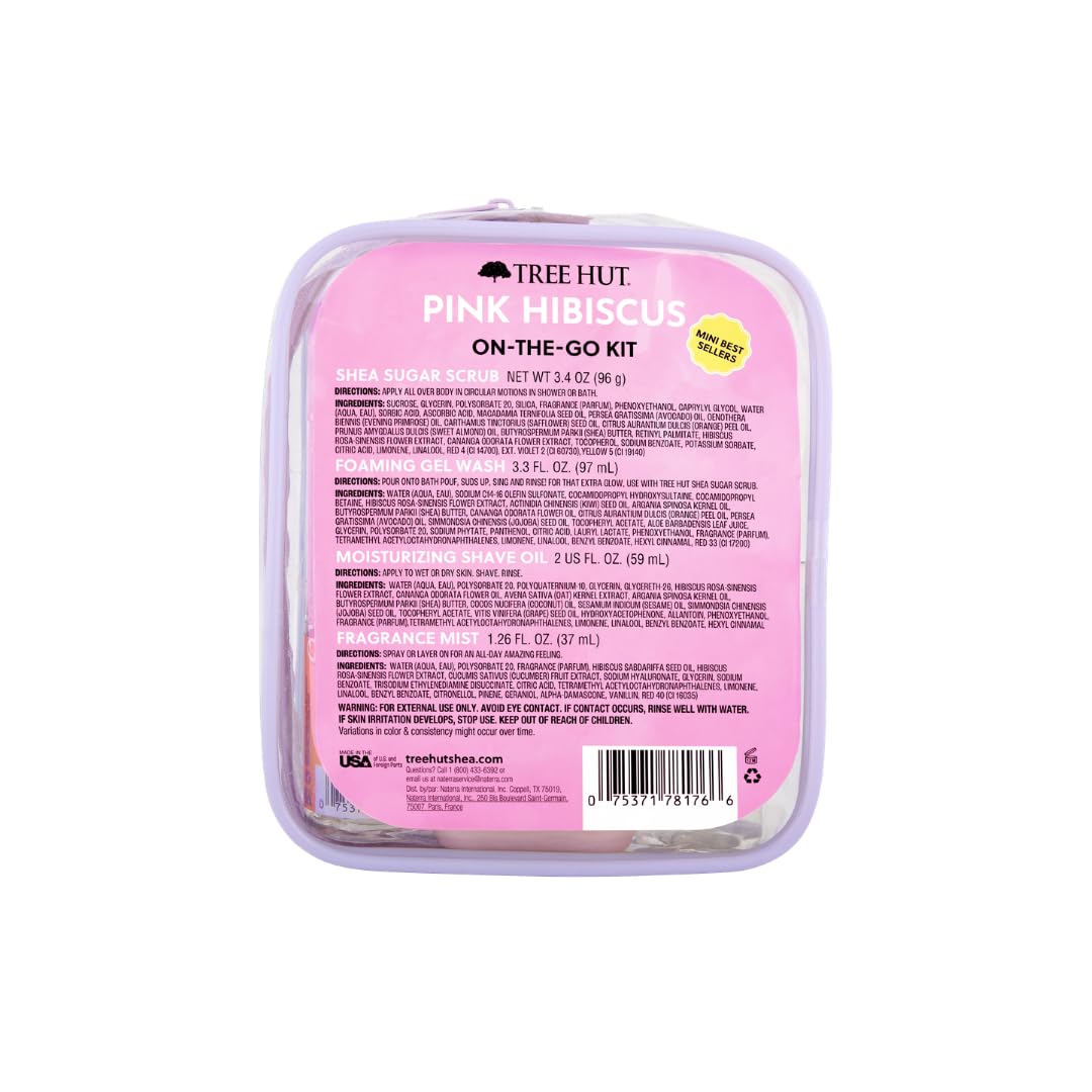 Tree Hut Pink Hibiscus Everything Shower Gift Set, 4 Piece Kit, - Tree Hut