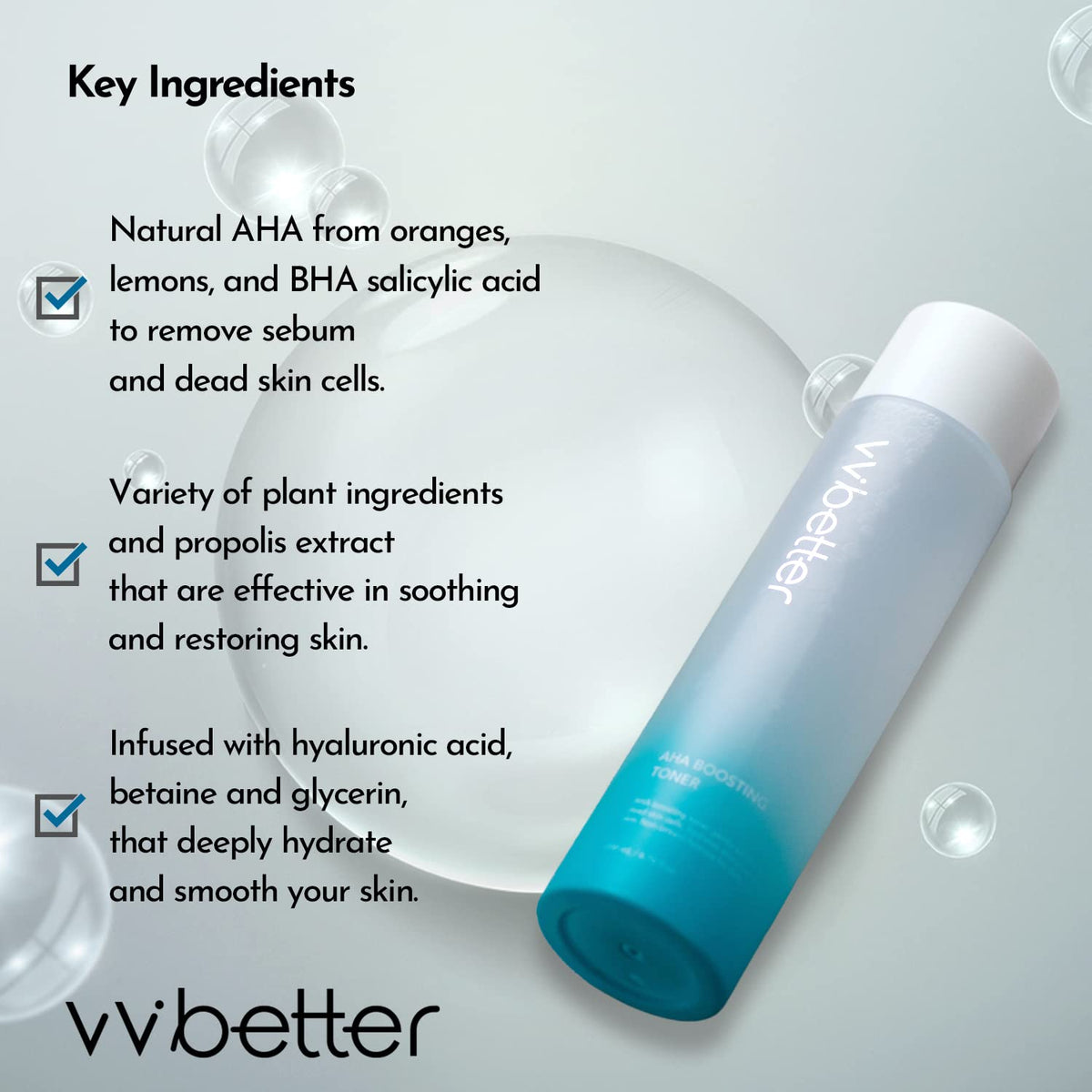 AHA BHA Toner for Face Alcohol Free Korean Exfoliating Toner - VVBETTER Official Imagery - 6