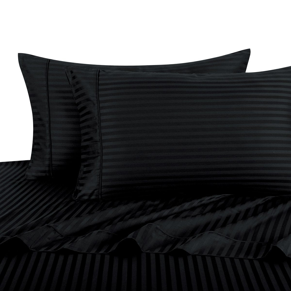 Royal Hotel Striped Black 300-Thread-Count 4pc King Bed Sheet - Product Imagery