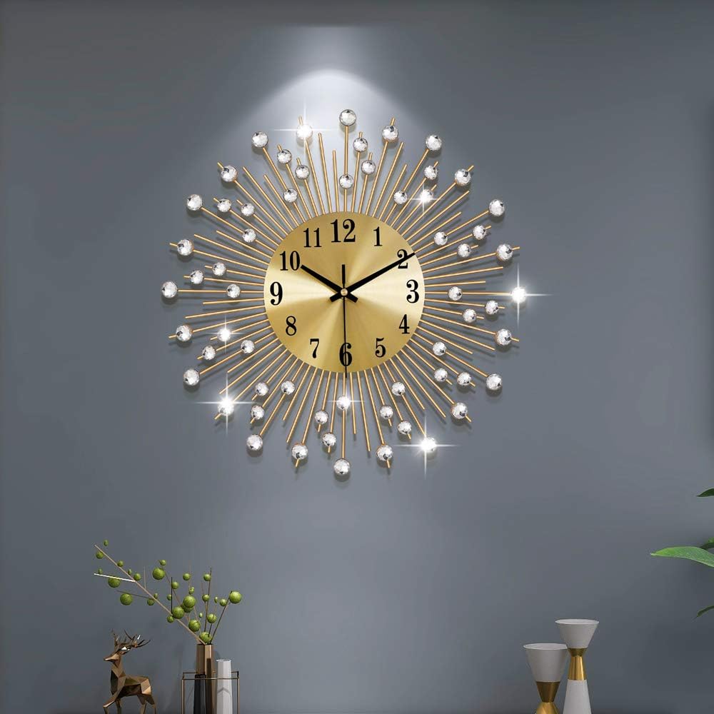 Large YIJIDECOR silent battery-operated wall clock with a modern design, perfect for living room decor.
