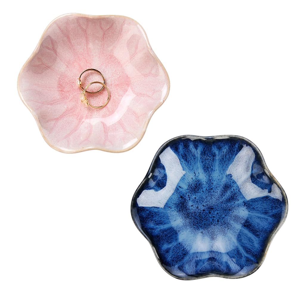 JAMEND CLXP 2PCS Lotus Leaf Shape Ring Holder Dish, Small Key Bowl, Ceramic Trin - JAMEND CLXP Official Product View 1