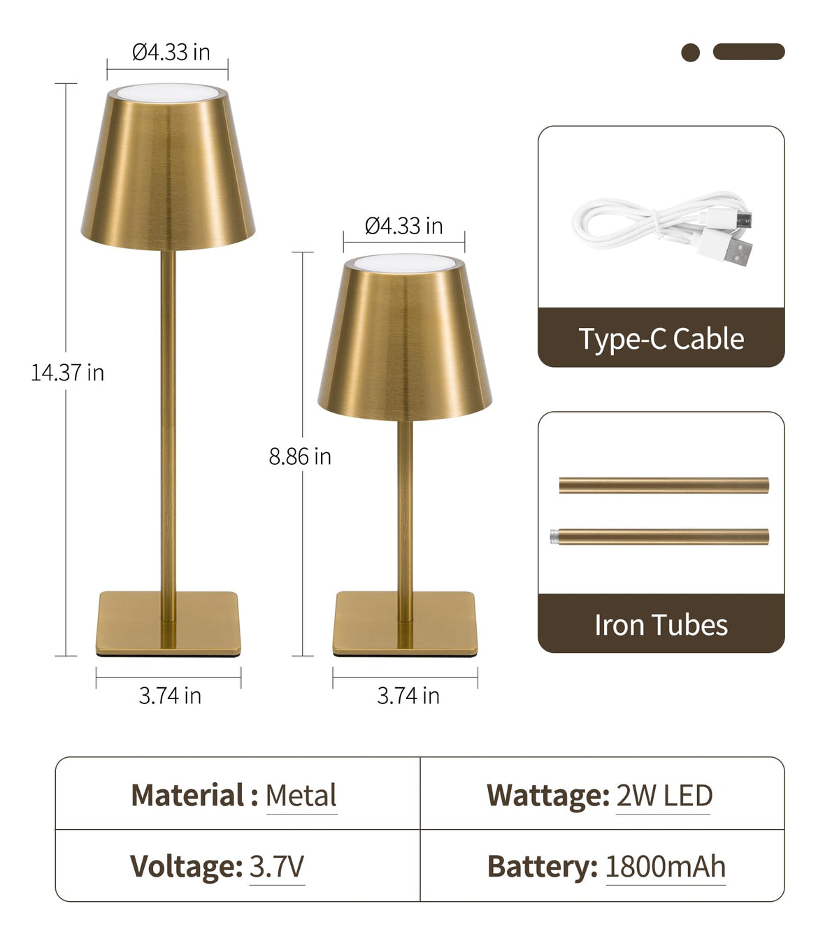 UME 3 Pack Cordless Table Lamp Battery Operated Lamp - UME Official Imagery - 7