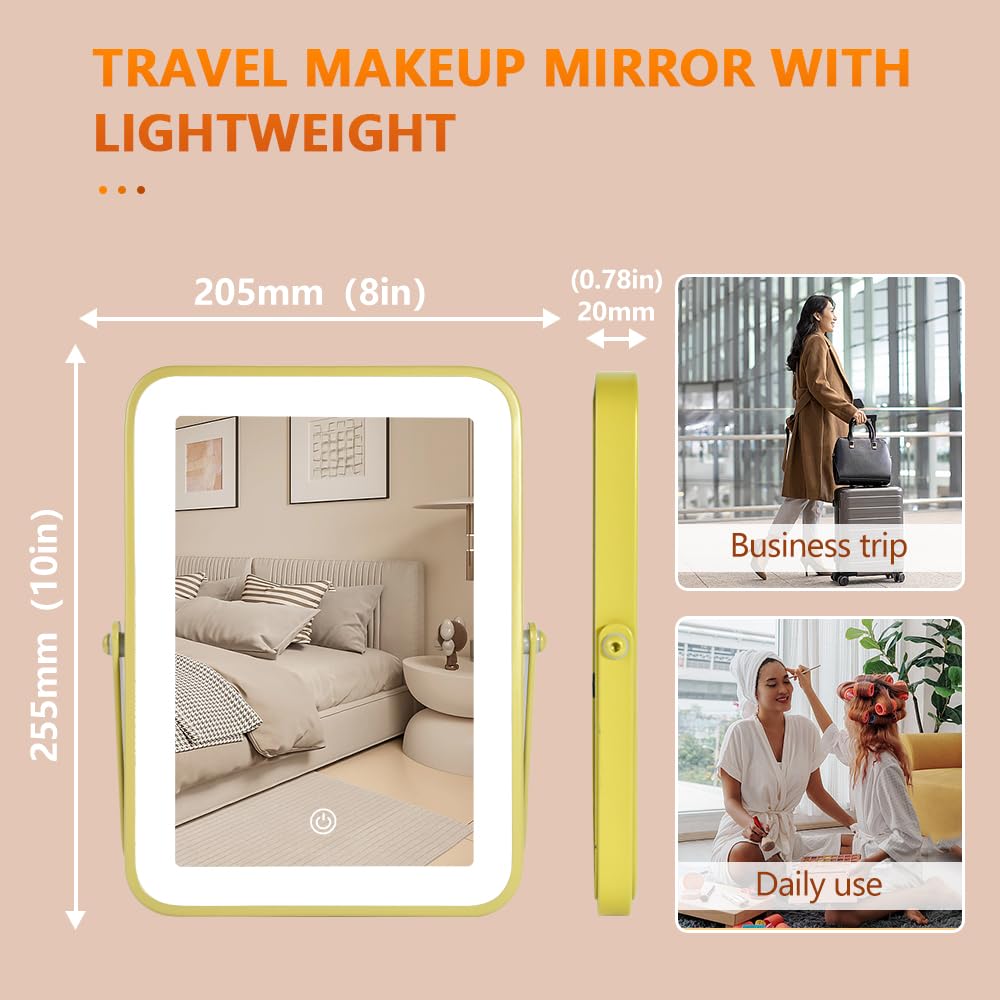 YEKKOPT Gold Rechargeable Makeup Mirror with Lights LED - YEKKOPT Official Imagery - 3
