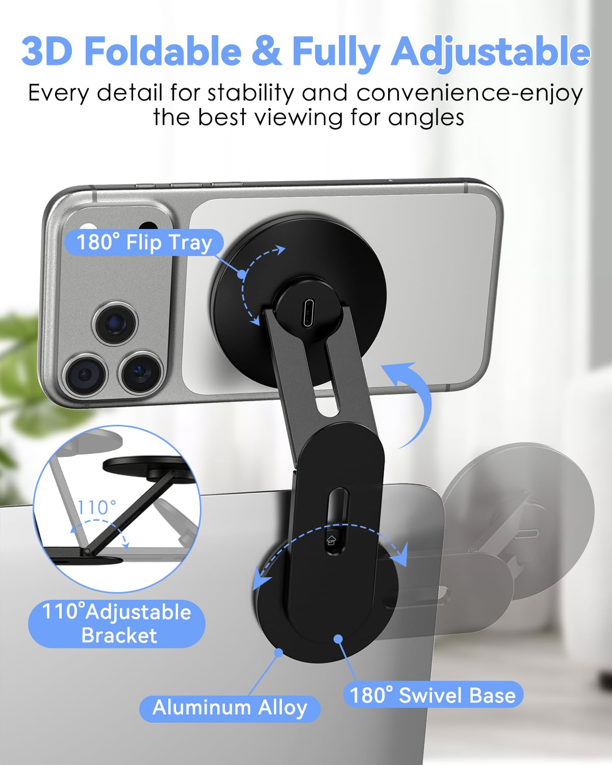 CloudValley Magnetic Laptop Phone Holder, 15W Fast Wireless Charger