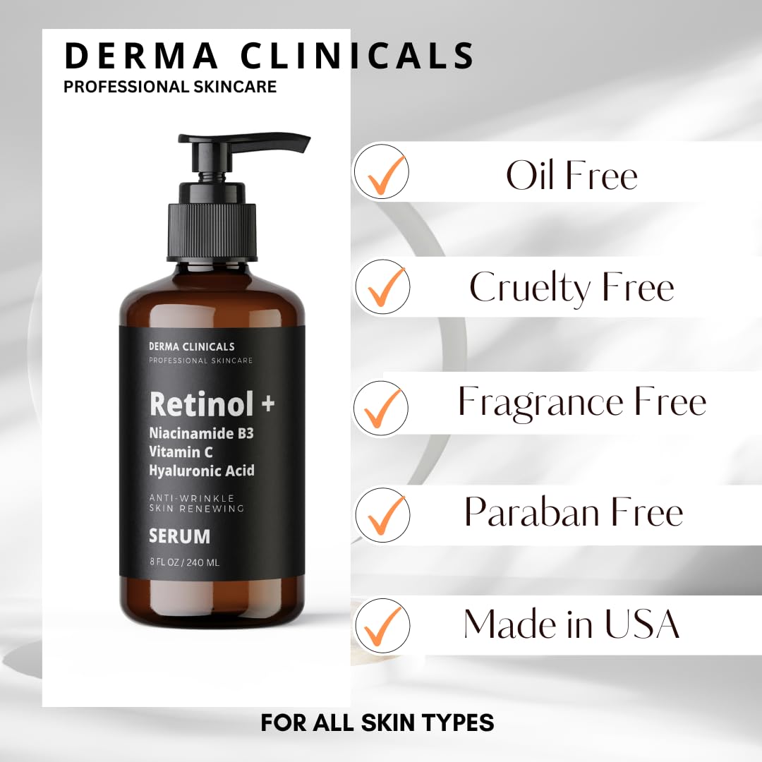 Retinol Niacinamide B3 Vitamin C Hyaluronic Acid Serum Anti - DERMA CLINICALS Official Imagery - 6