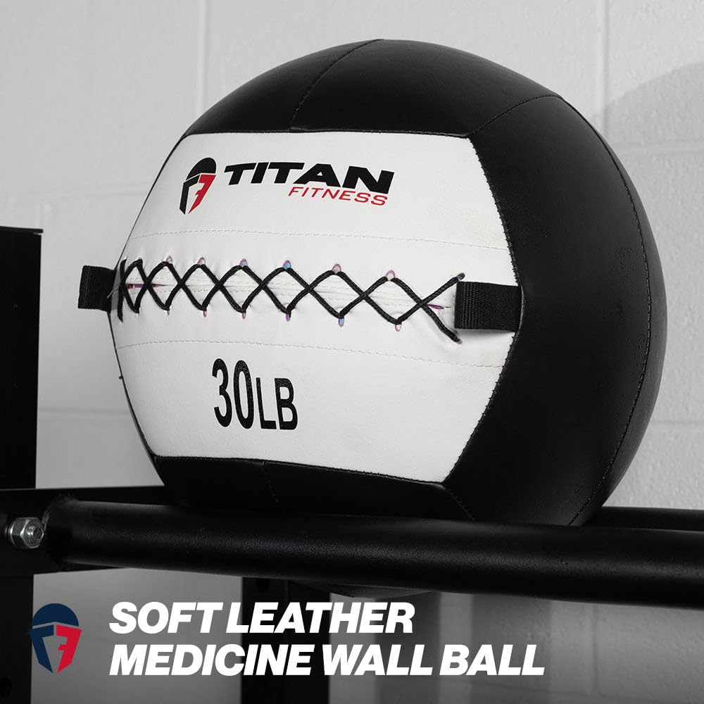 Titan Fitness Soft Leather Medicine Wall Ball Color Coded - Titan Fitness Official Imagery - 3
