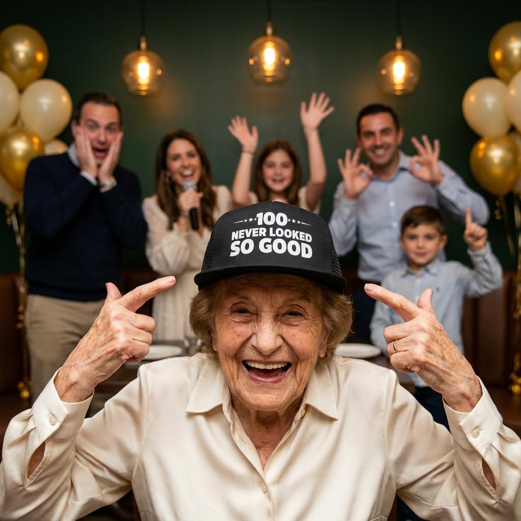 Sterling James Co. 100 Never Looked So Good Novelty Trucker Hat - - Sterling James Co. Official Product View 5