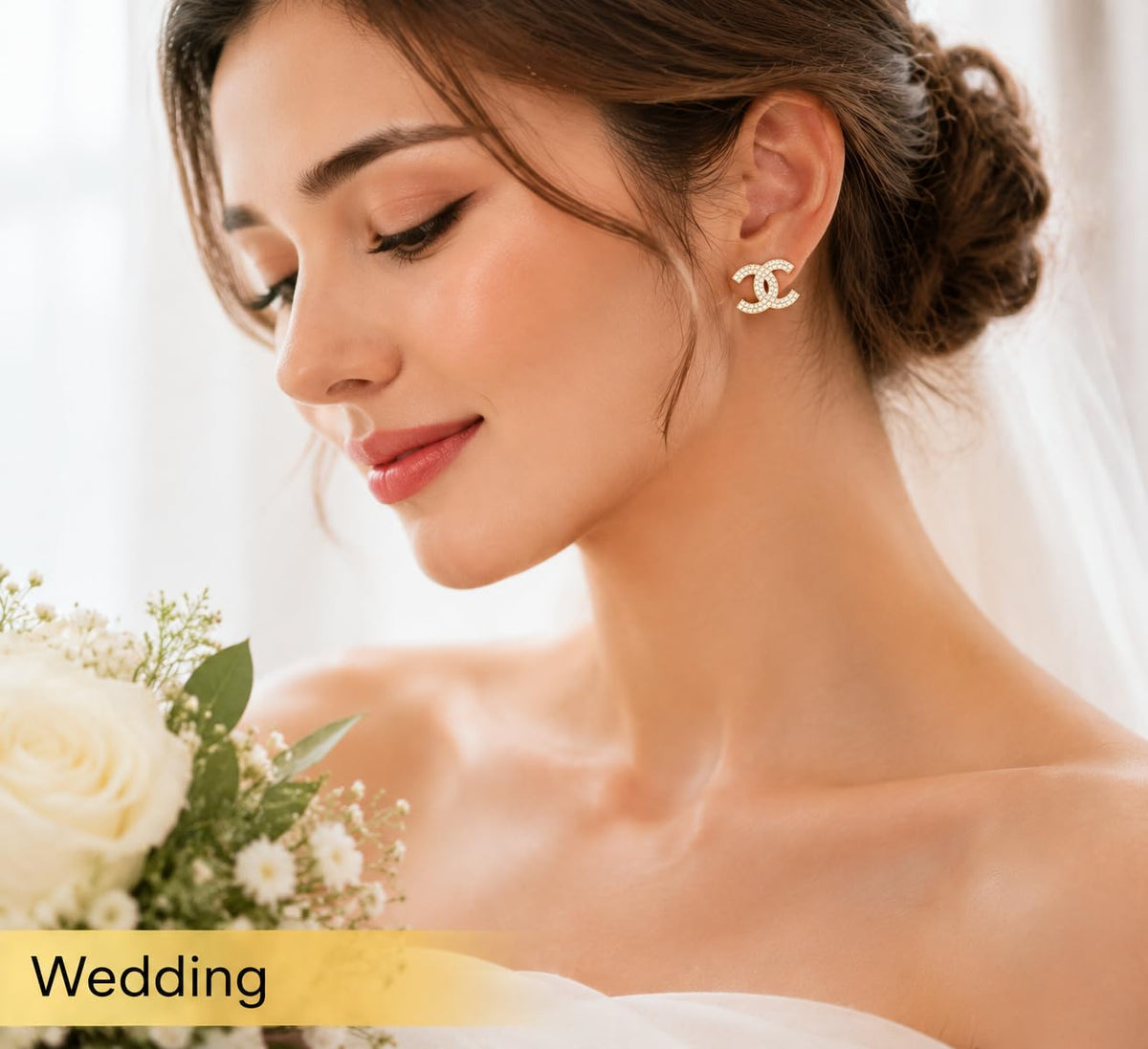 Women s sparkling fully pav set intertwined stud earrings - Premium Selection Official Imagery - 5