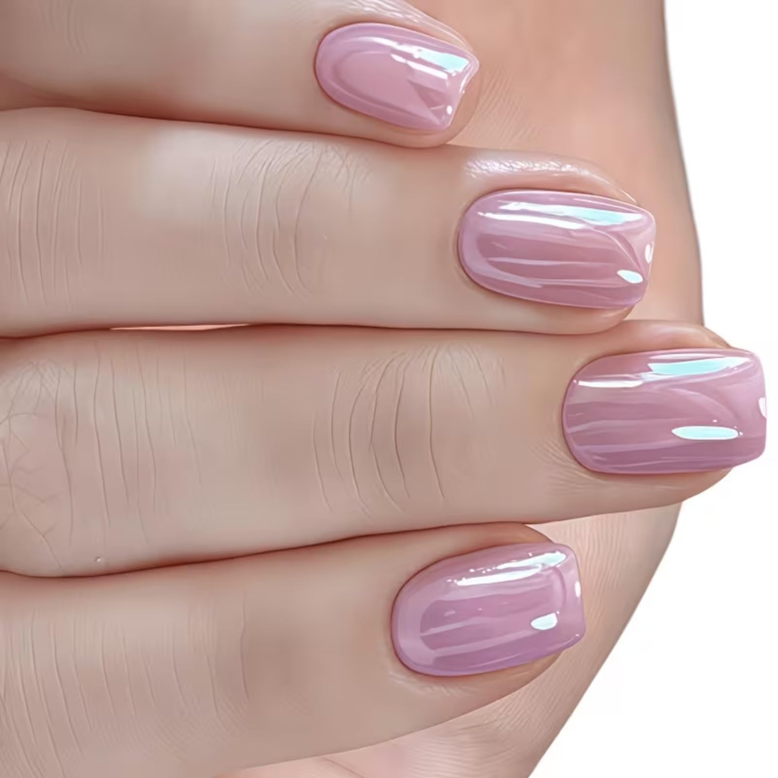 Glitter Aurora Cat Eye Gel Polish by Generic featuring iridescent shimmer, magnetic effect, jelly nude base, perfect for DIY manicures.