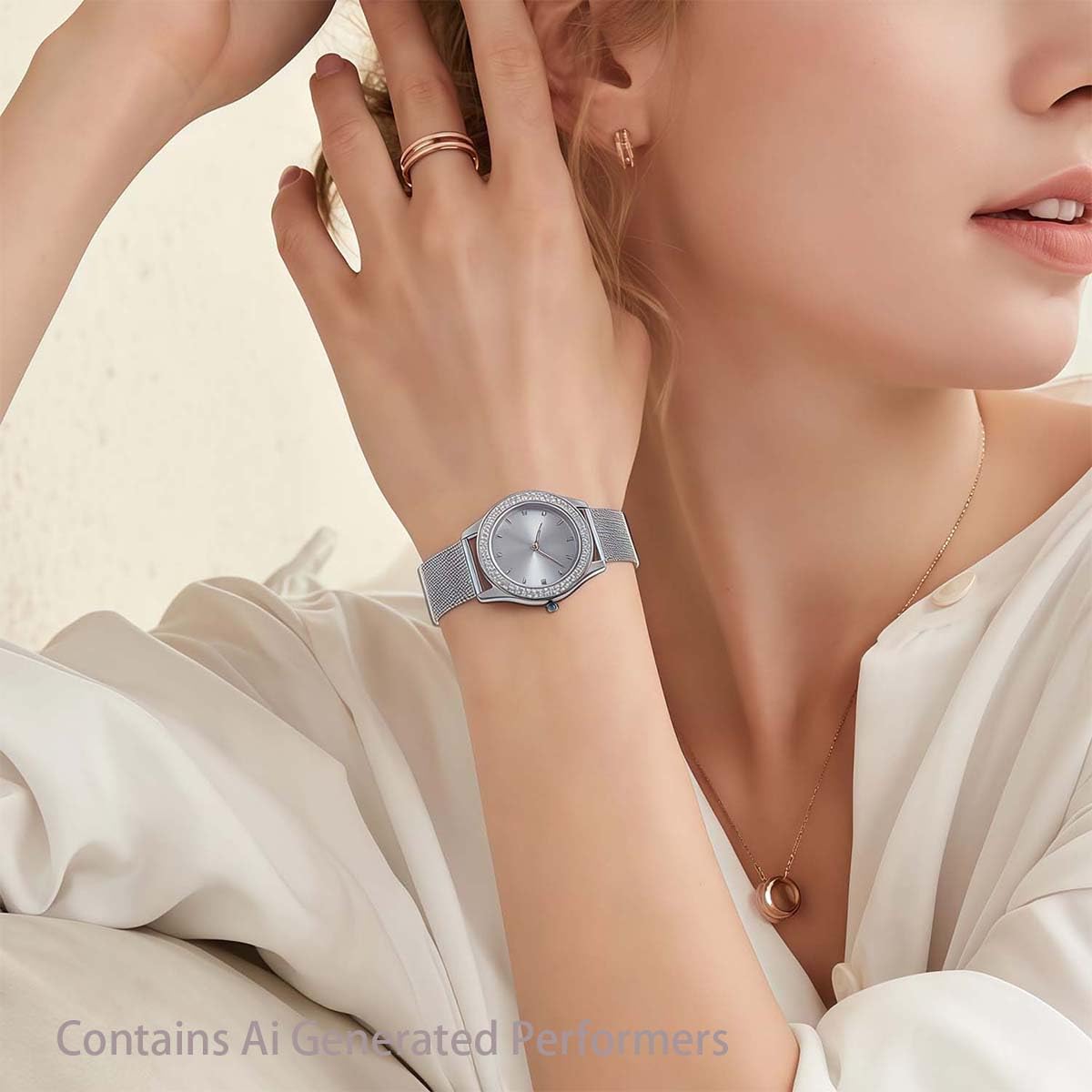 ManChDa Womens Wrist Watch Crystal Case Mesh Stainless Steel - ManChDa Official Imagery - 5