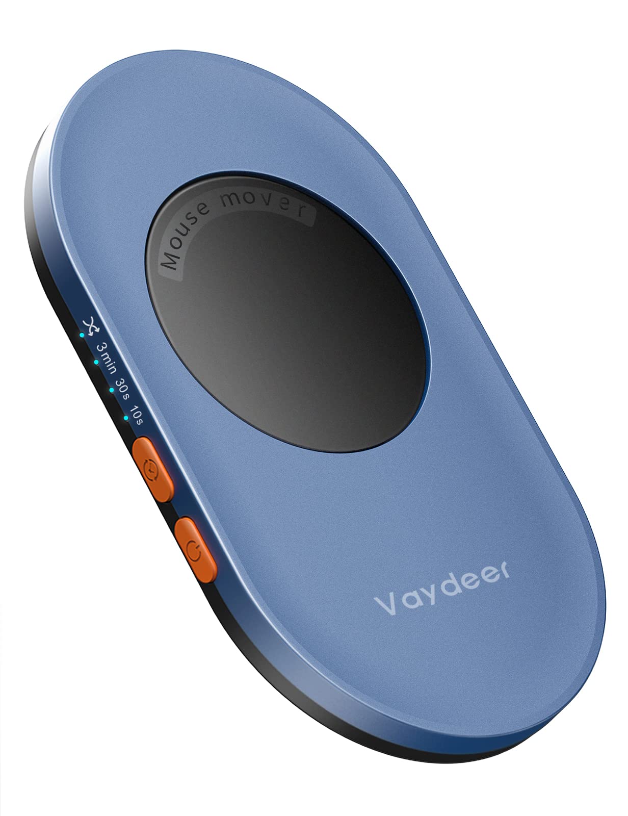 Vaydeer Air 3 Mouse Jiggler with adjustable timer showing a compact device connected to a computer mouse for undetectable movement.