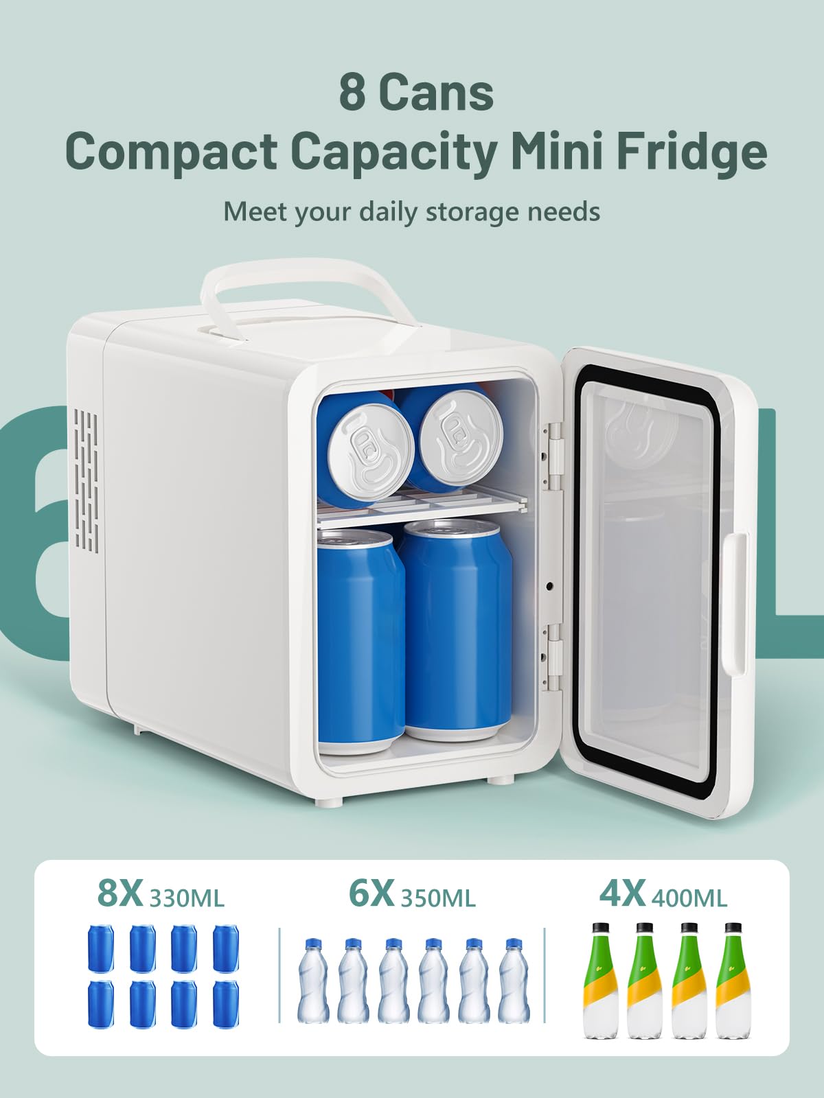 Mini Fridge 6 Liter 8 Can Small Fridge 110V AC 12V DC Cooler - KEENSTAR Official Imagery - 4