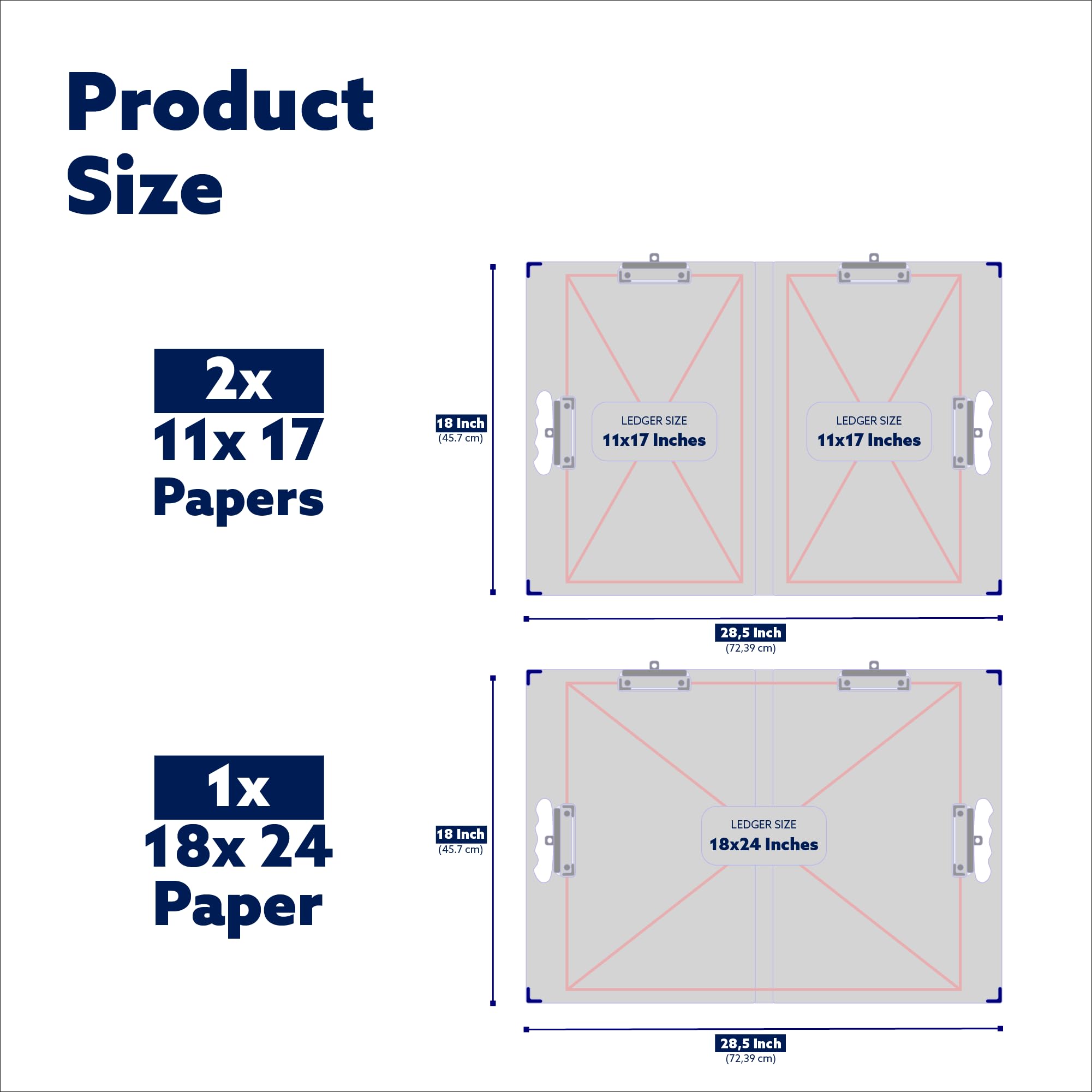 18x24 Clipboard - Foldable 18x24 File Folder & Drawing Board - Folds to 11x17 Clipboard, 4 Clips, Corner Protectors, Portable Art Portfolio, Architecture Folder, 11x17 Binder, Portfolio Binder (Black)