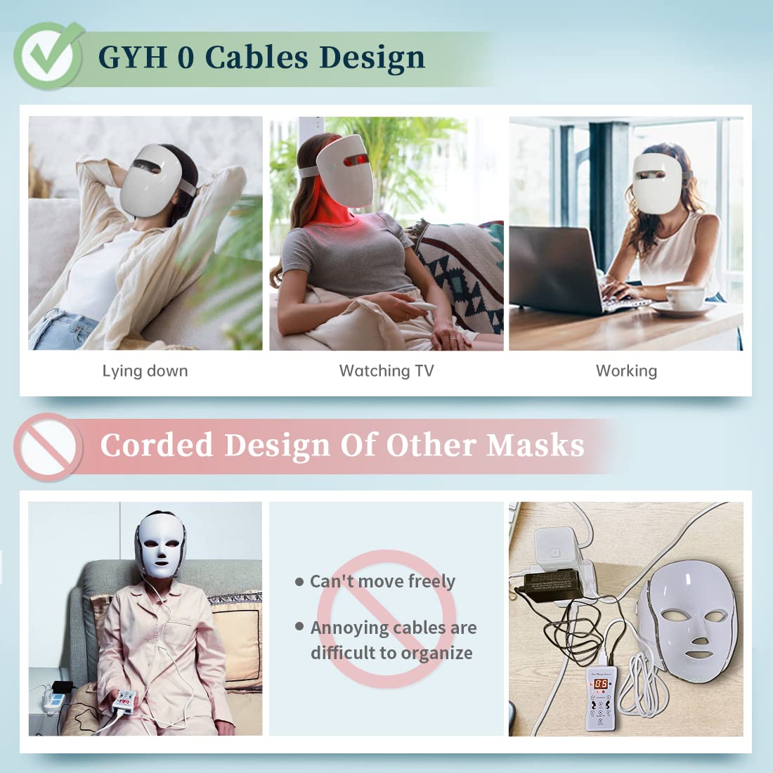 8 Color LED Face Mask Light Therapy FSA HSA Eligible Cloud - GYH Official Imagery - 7