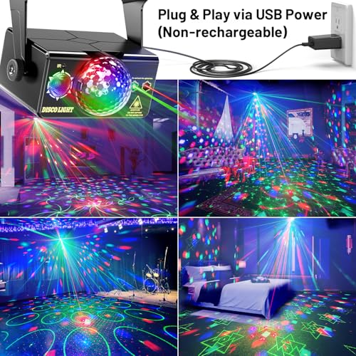 Party Lights, DJ Disco Light Disco Ball Light Sound Activated - Product Imagery