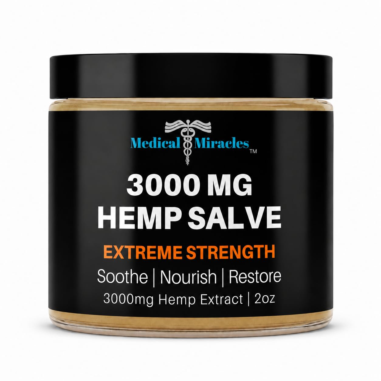 Medical Miracles hemp salve for hips, joints, neck, and back, featuring maximum strength 3000 MG for soothing health care.