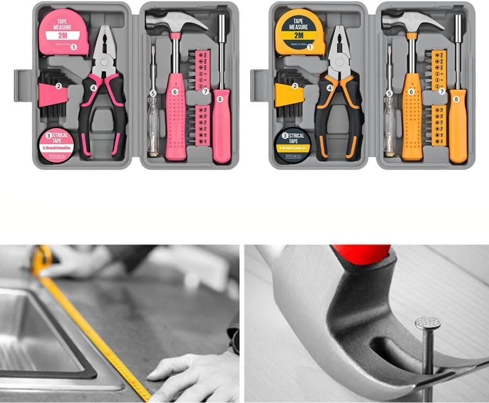 24 Piece Home Tool Set with Hex Wrenches Tape Measure Wire - Premium Selection Official Imagery - 4