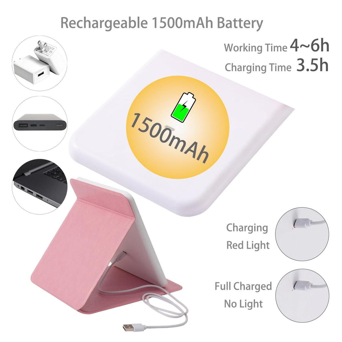 Travel Mirror with Light 3 Colors Dimmable Rechargeable - Ximruyuv Official Imagery - 7