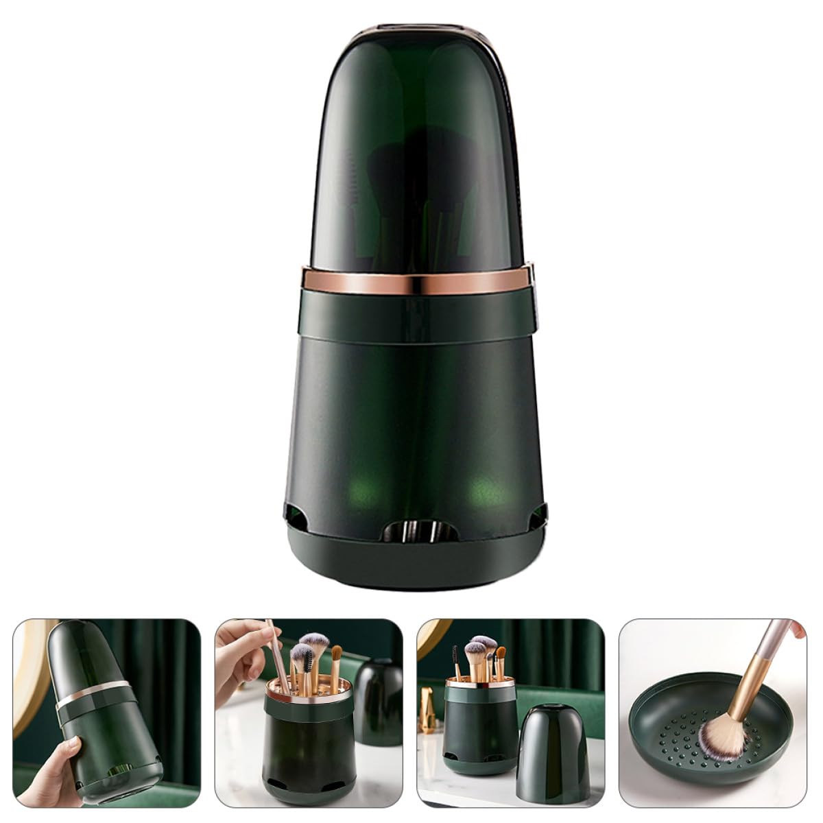 GOOHOCHY Makeup Brush Holder Organizer Ventilated Dustproof Design Portable round Cosmetic Brush Storage Cup for Vanity and Travel for Home Use
