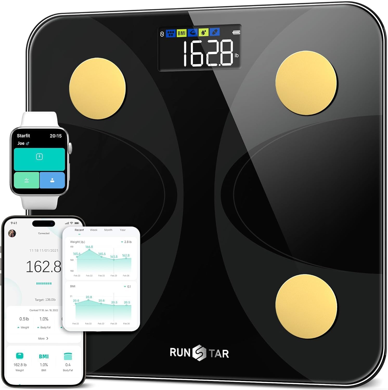 Scale for Body Weight and Fat Percentage, RunSTAR Digital Accurate Bathroom Smar - runstar Official Product View 10