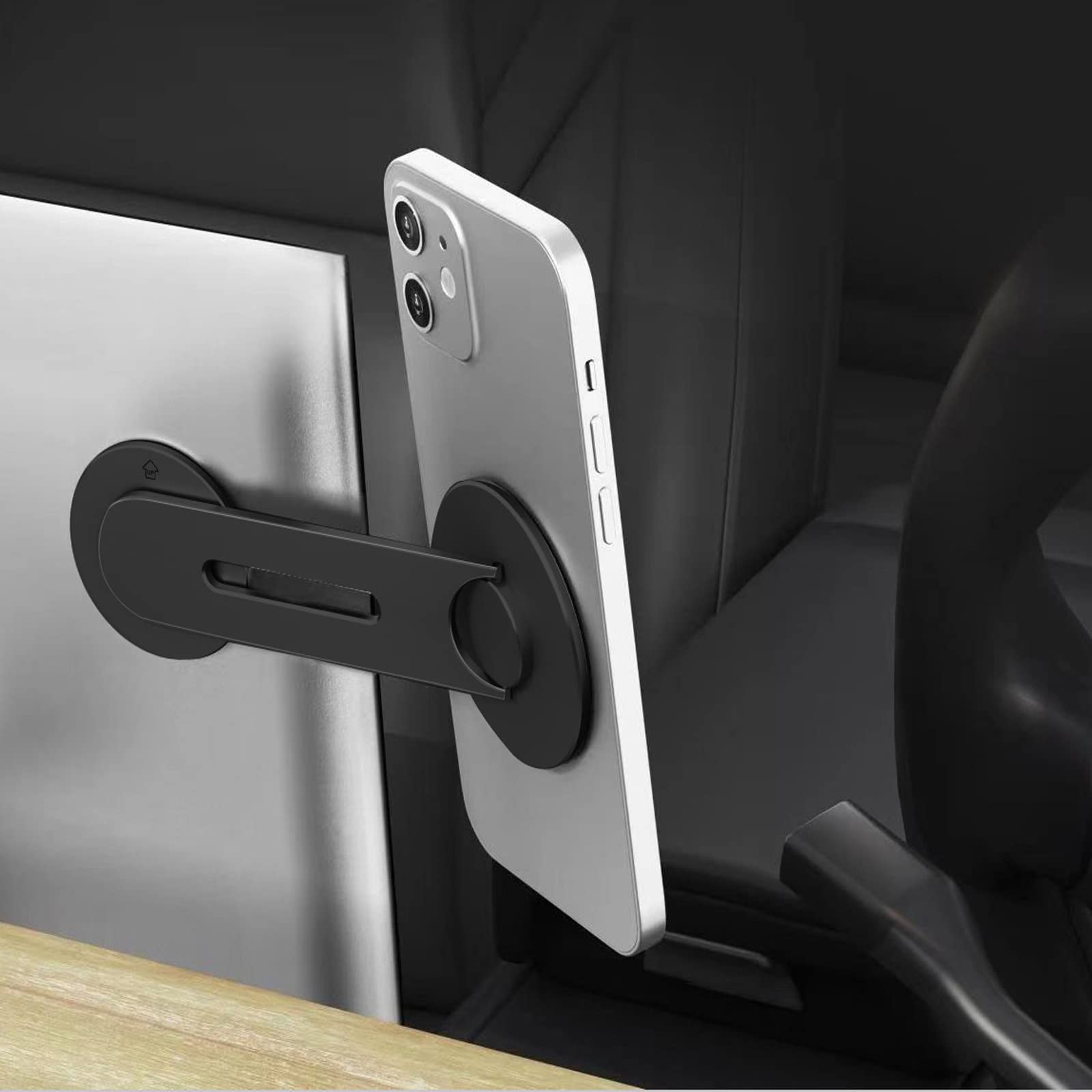 Magnetic Laptop Phone Holder,Ultra-Thin Computer Display Stand, Black