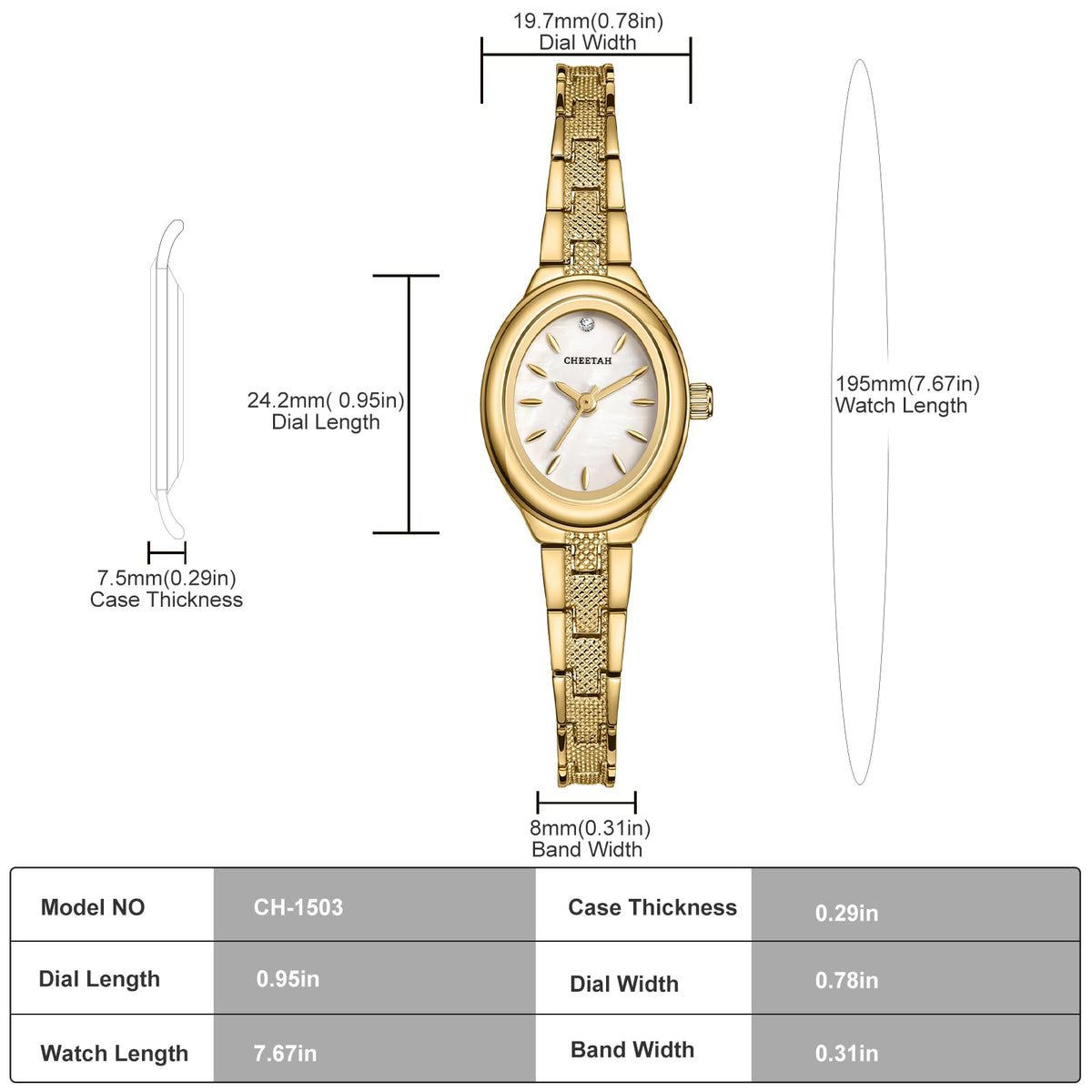 CHEETAH Women s Gold Dainty Watch with Classic Retro - CHEETAH Official Imagery - 4