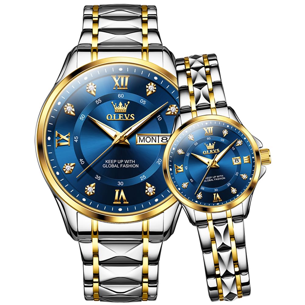 OLEVS Couple Quartz Watch Luminous Calendar Date Business Formal - Product Imagery
