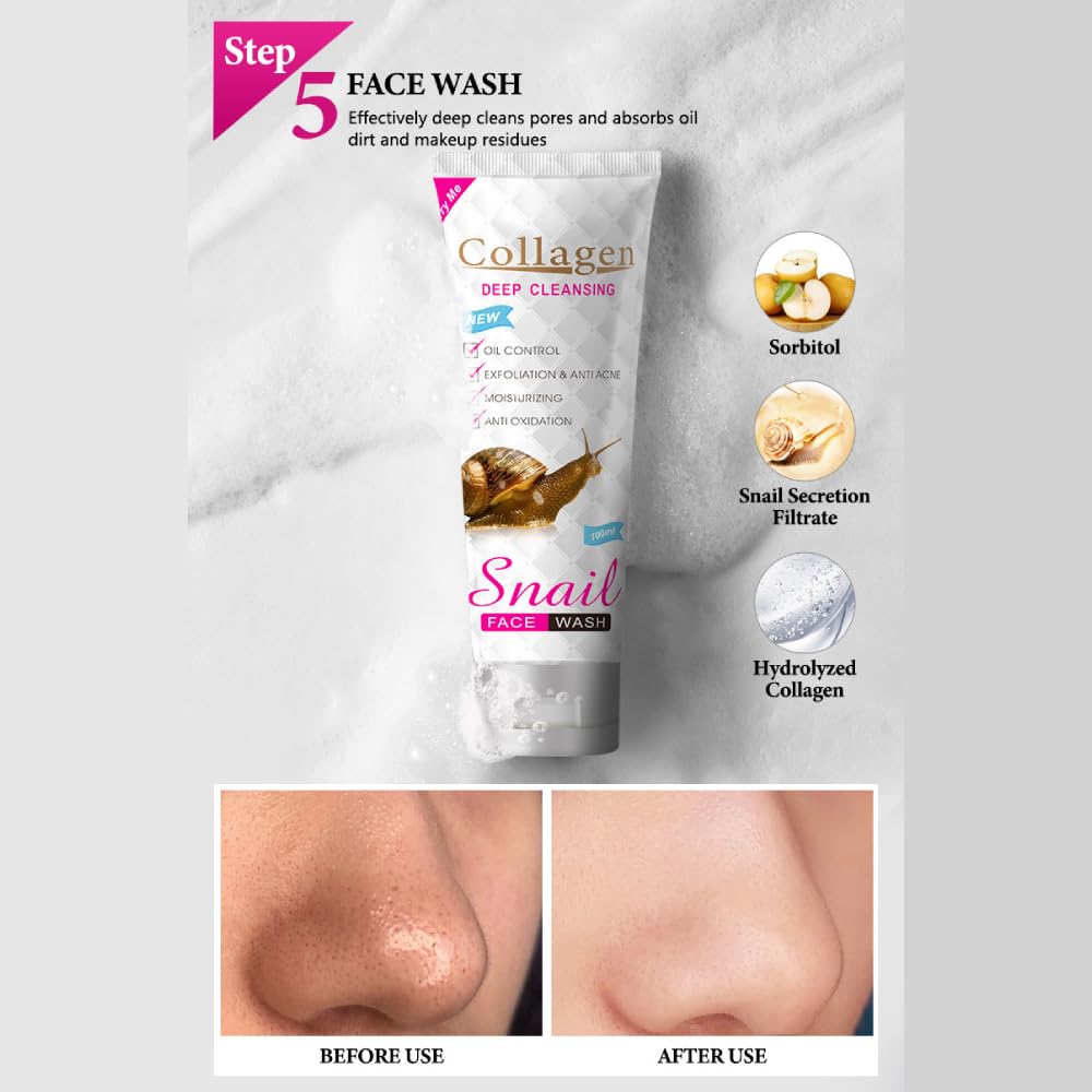 DISAAR BEAUTY Collagen Snail Skin Care Set 5pcs Wash Serum - DISAAR Beauty Official Imagery - 7