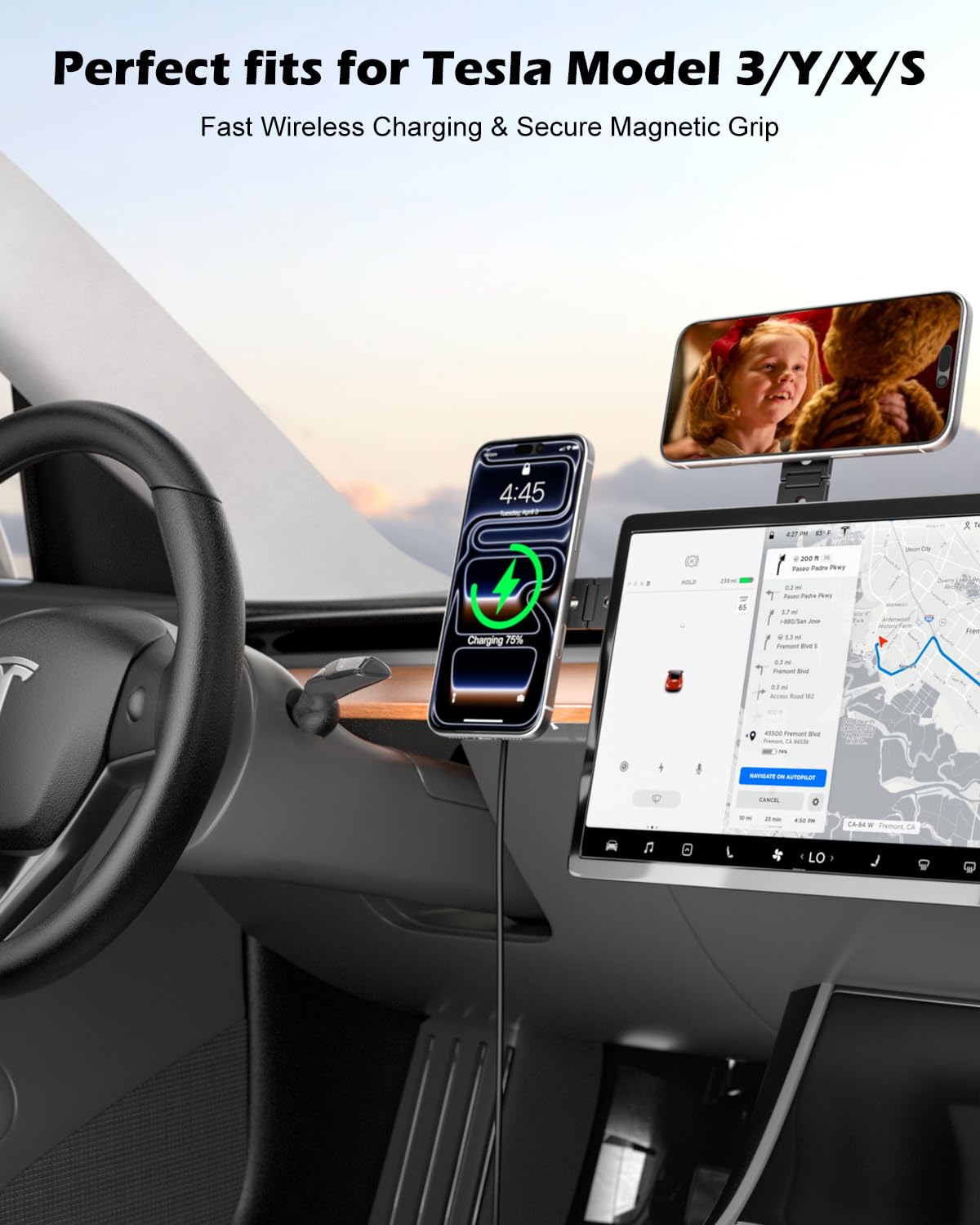15W Wireless Charger Phone Holder for Laptop, Magnetic Phone Mount