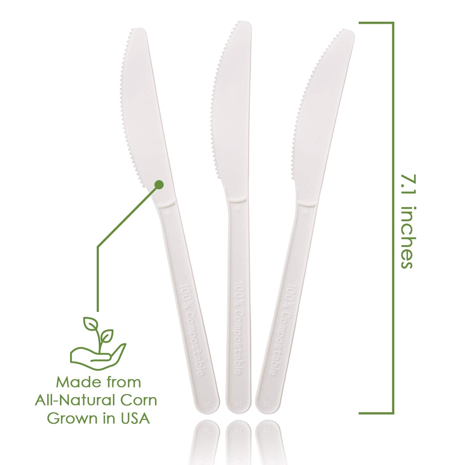 Ecovita 100% Compostable Knives - 500 Large Disposable Utensils - Ecovita Official Product View 2