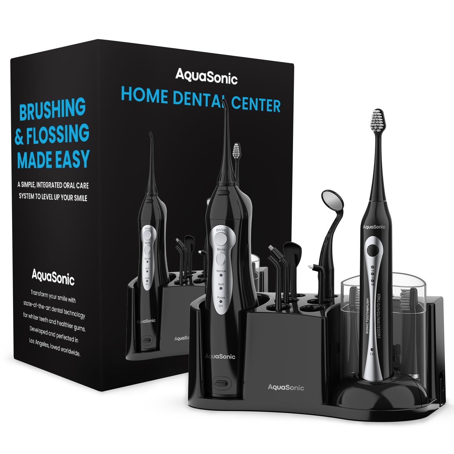 AquaSonic Home Dental Center Rechargeable Power Toothbrush & Smar - Aquasonic Official Product View 2