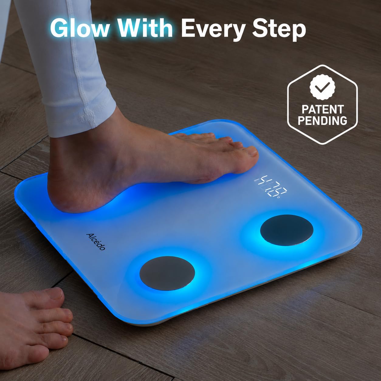 Alcedo Smart Body Fat Scale, Color-Changing Scale, Bluetooth, Whi - Alcedo Official Product View 3