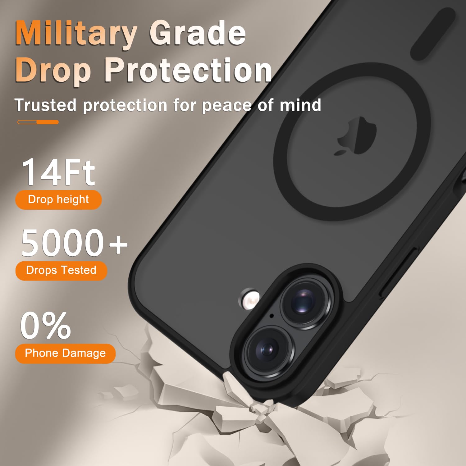 for iPhone 16 Case, Matte Magnetic Phone Cover, Black - YENAPOON Official Product View 5