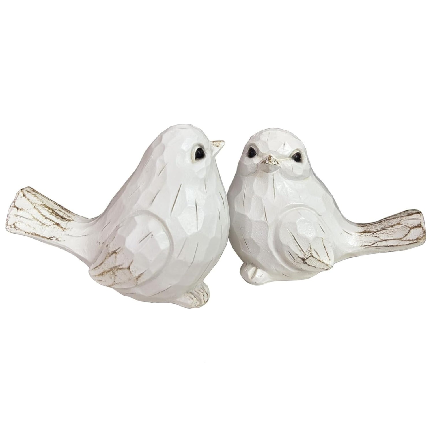 Set of 2 white bird sculptures for home decor, farmhouse bird statues, decorative bird statues by realideas