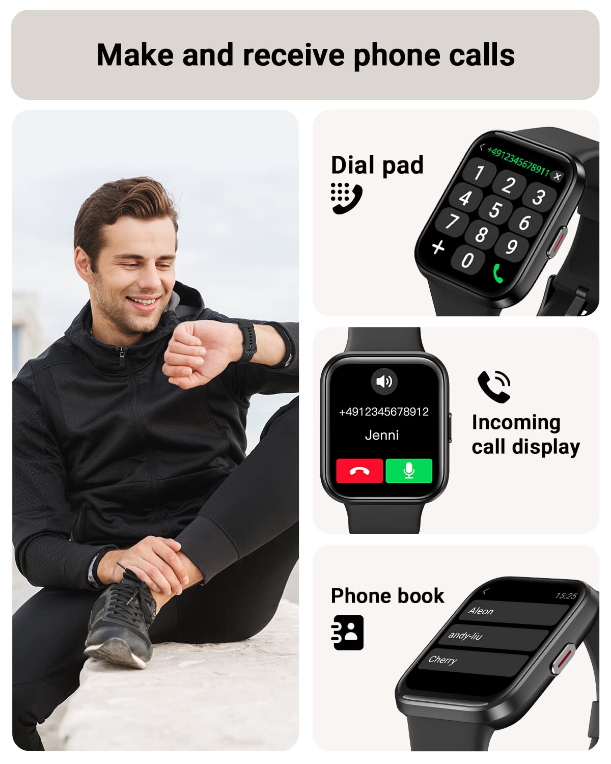 Tensky Smart Watch for Men/Women Android/iPhone/Samsung, Alexa Built-i - View 2