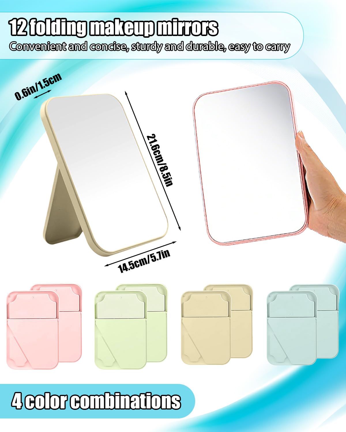 Foldable Mirror 20 Pack Desktop Makeup Mirror Simple Folding - Wuqoioo Official Imagery - 4