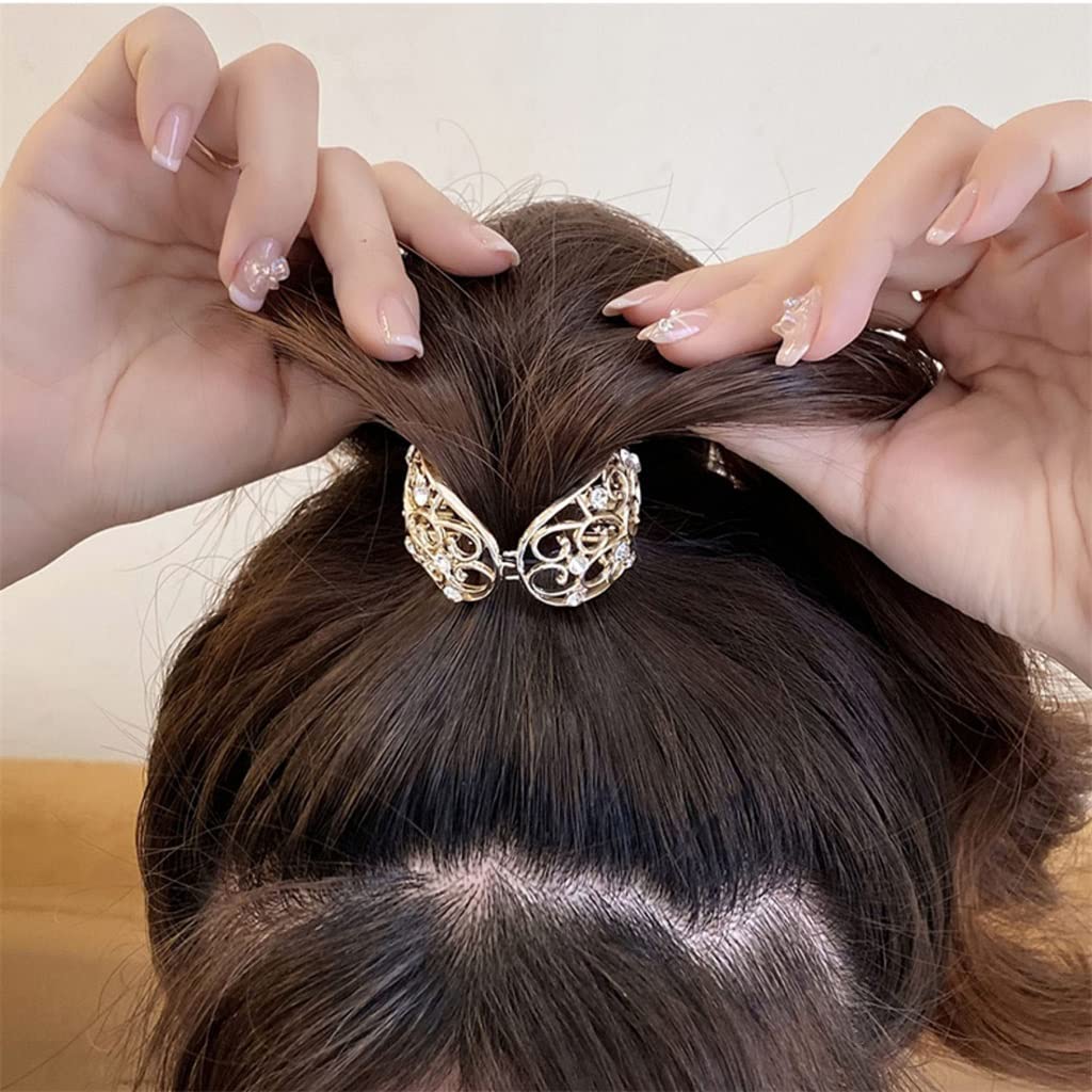QERTYHJK Crystal Claw Hair Clip with Austria Diamond accents, perfect for securing ponytails and adding a touch of elegance.