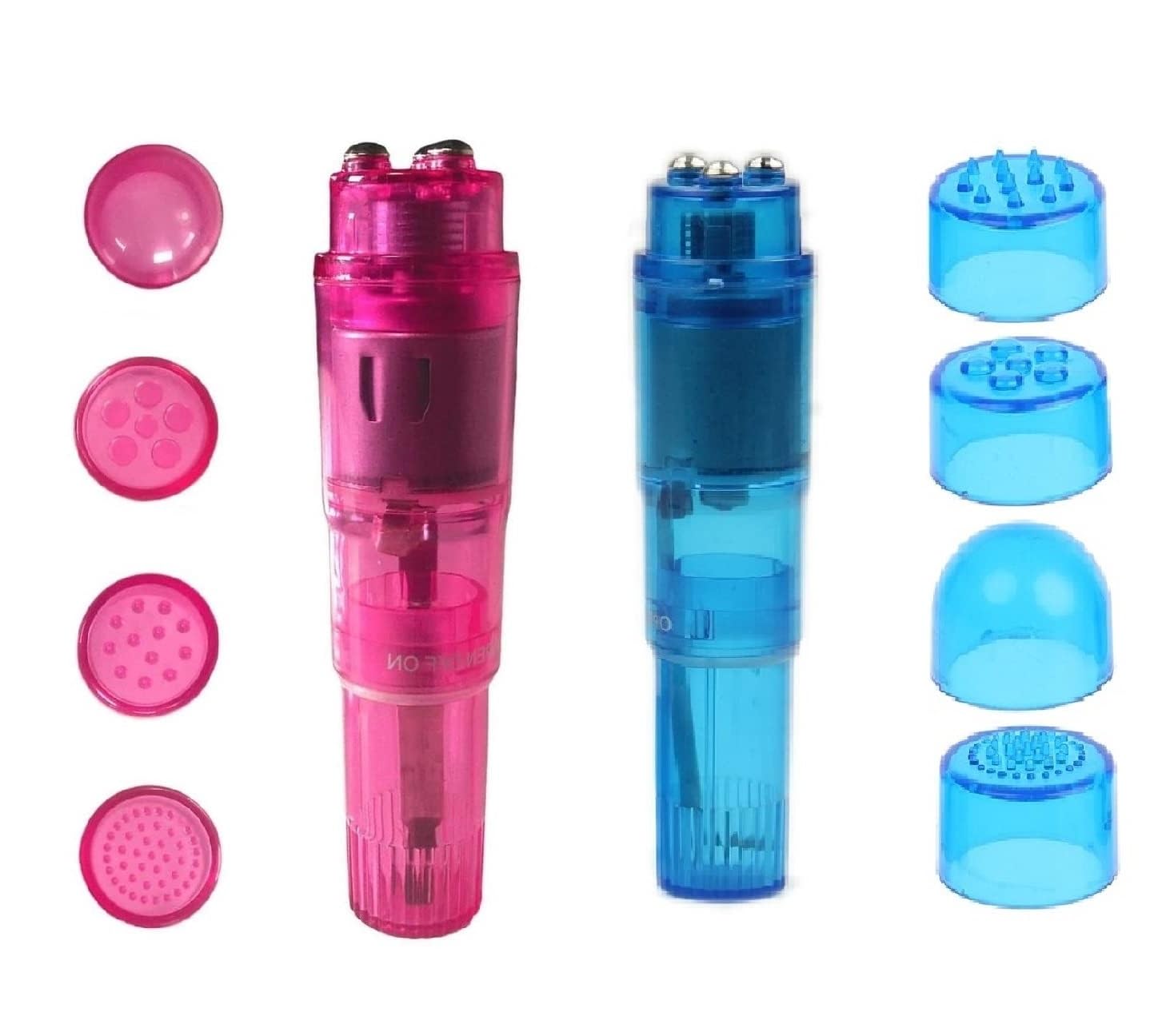 Small Mini Vibrating Massager Handheld Portable Tool for Women with 4 Heads Pocket Pen for Face Neck Head Back and Shoulder Pink Purple and Blue - Finever Official Product View 10