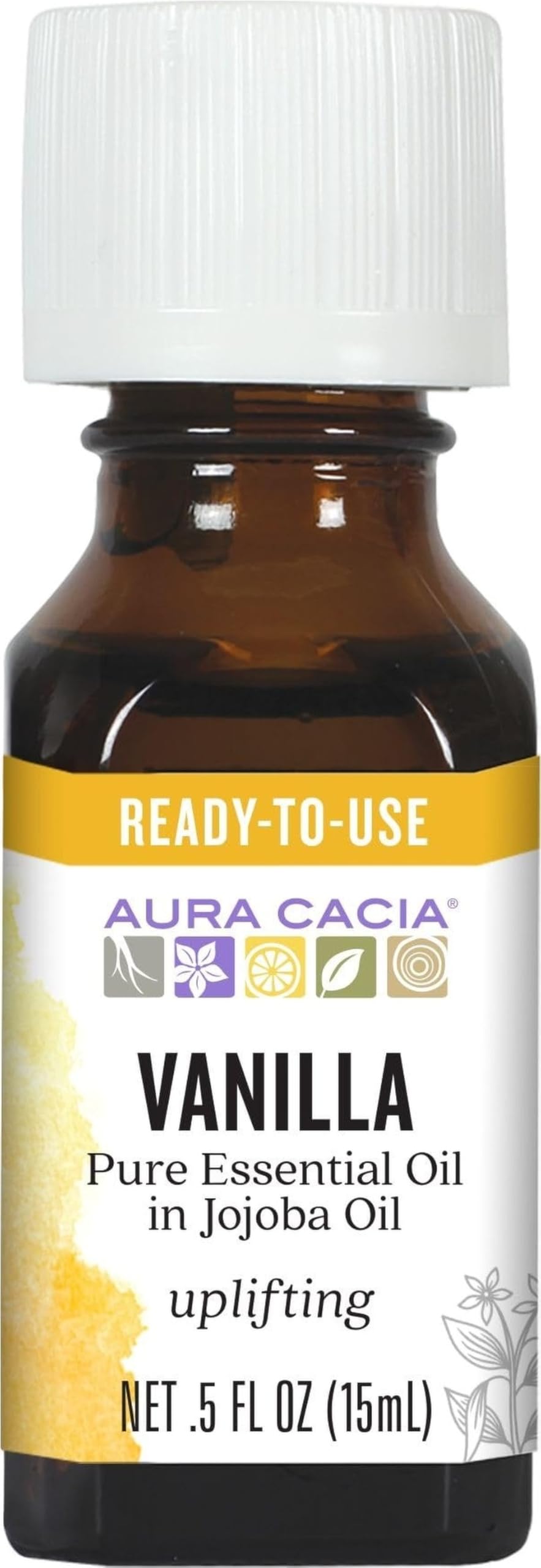 Aura Cacia Essential Oil, Uplifting Vanilla, 0.5 Fluid Ounce - Product Imagery