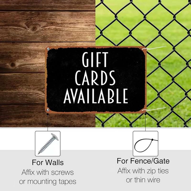 Vintage Gift Cards Available Metal Sign 8x12 Inch Aluminum Retro - Product Imagery