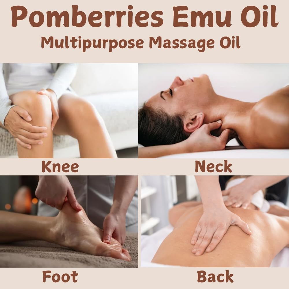 Pomberries Emu Oil, 100% Pure Australian Emu Oil for Skin, 4 fl oz