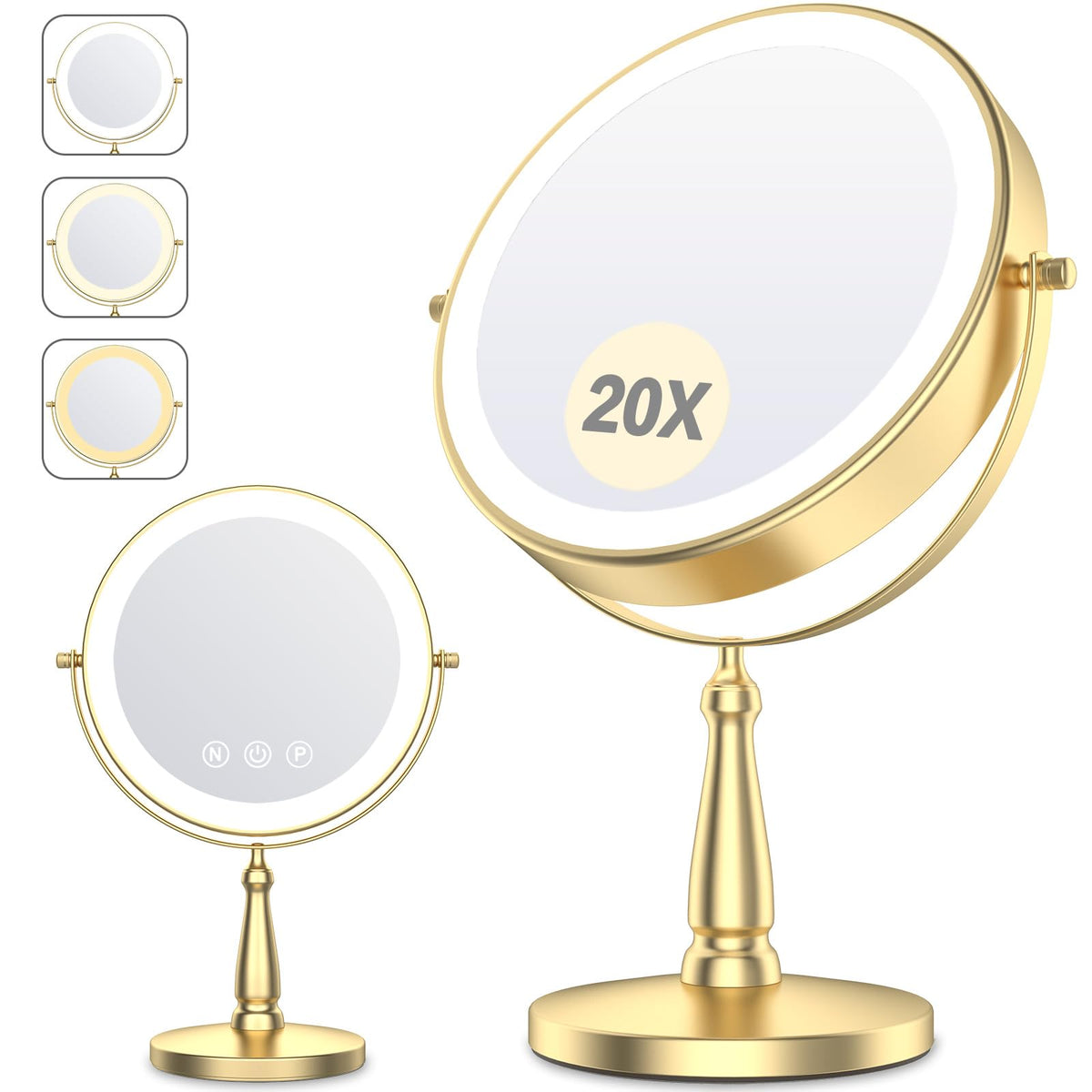 Vanity Mirror with Lights 9 Lighted Makeup Mirror 1X 20X - WOOCICA Official Imagery - 2