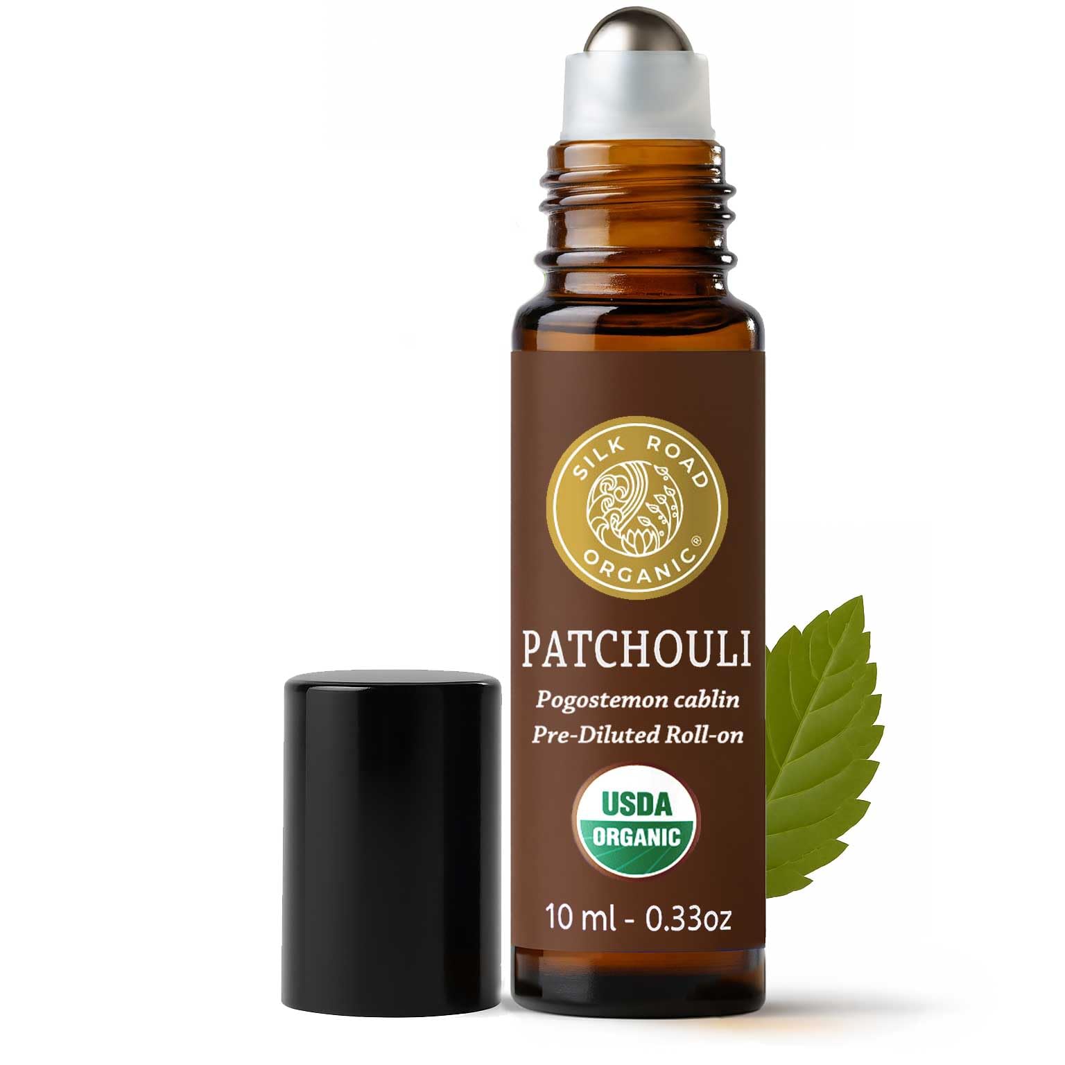 Silk Road Organic Patchouli Essential Oil Sultry Roll On, USDA - Product Imagery