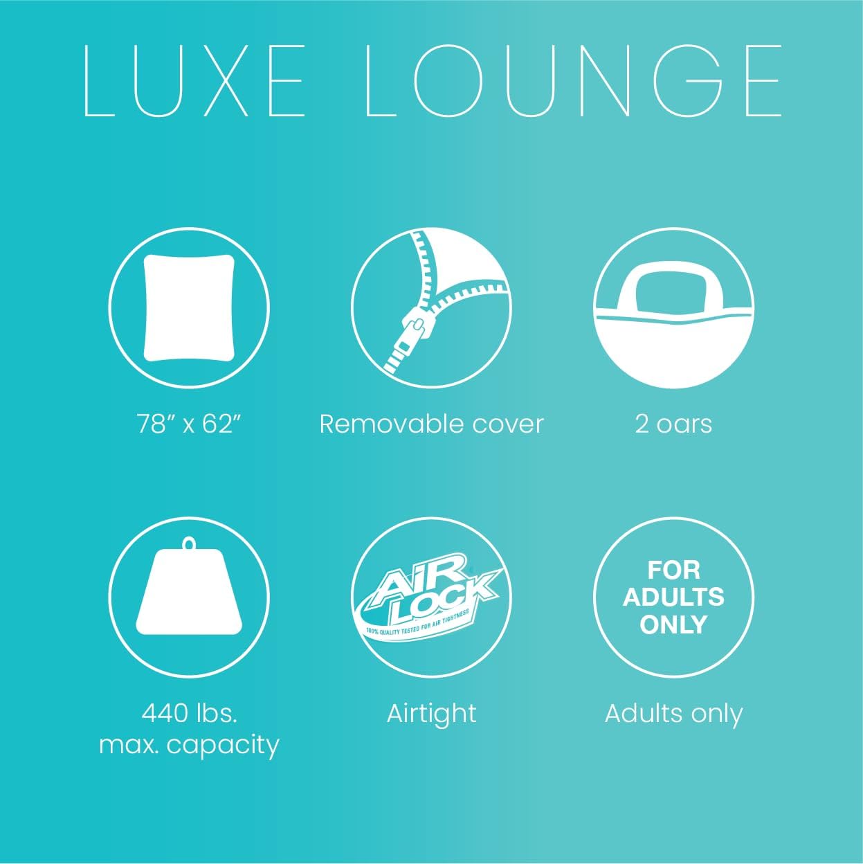 Elefair INTEX Luxe Lounge inflatable pool mat with removable fabric cover and two soft handles, perfect for relaxing in the water.